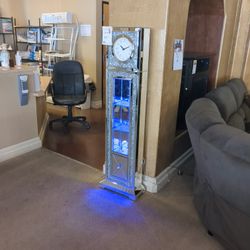 Glass Grandfather Clock With Led 2nd Display Shelf