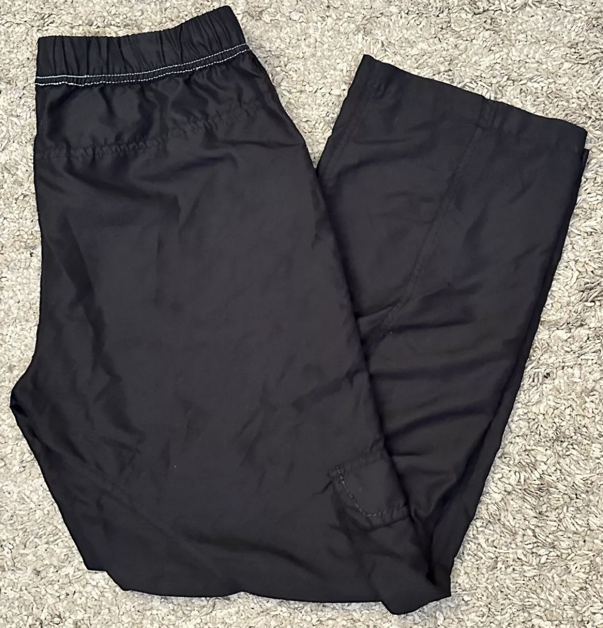 Fu-Da Women’s Size L Black Elastic Waist Drawstring Athletic Windbreaker Pants
