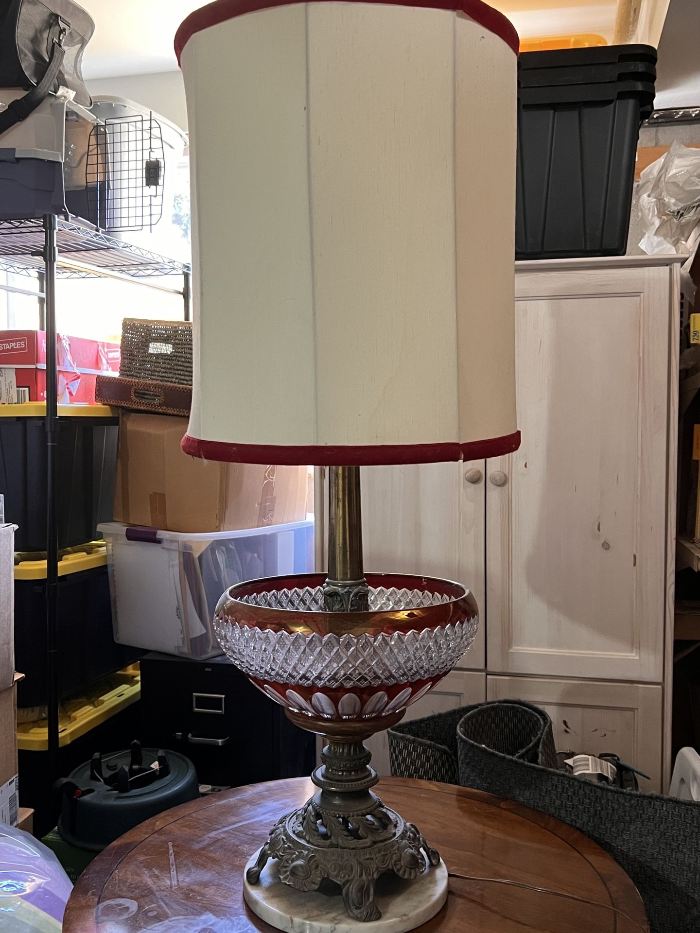 Unique Antique Wedding Bowl Lamp With Marble Base