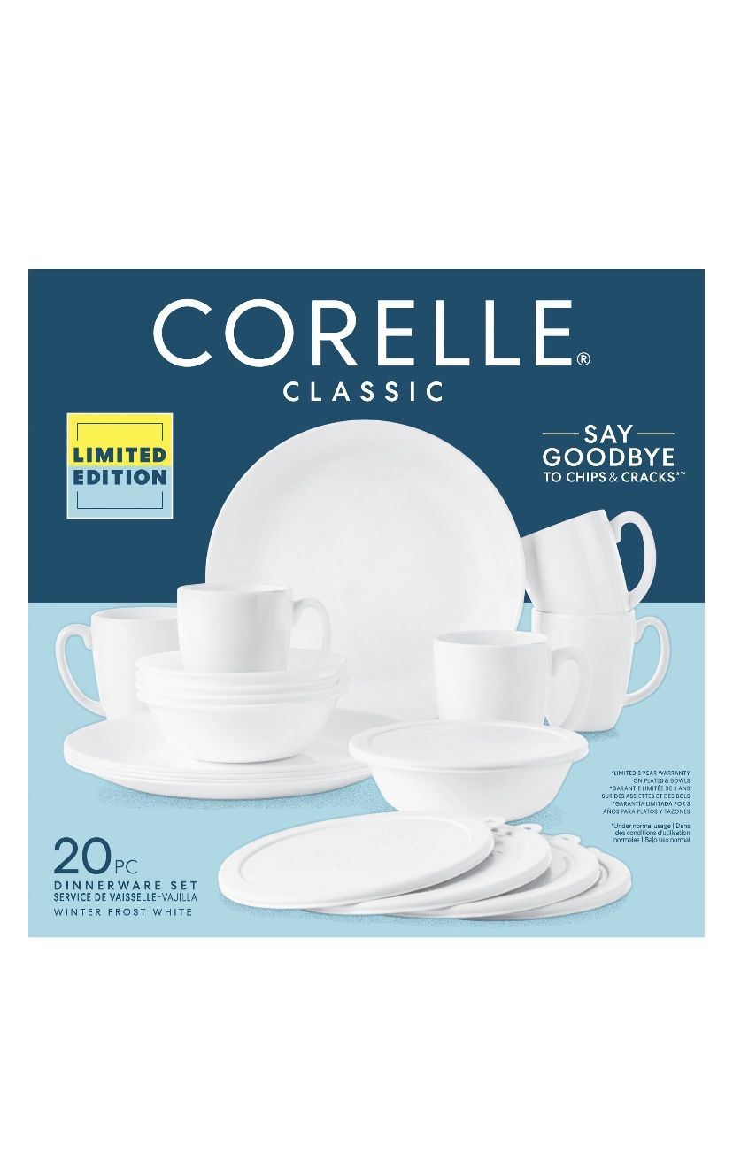 Corelle Winter Frost White 20-piece Dinnerware Set, Service for 5