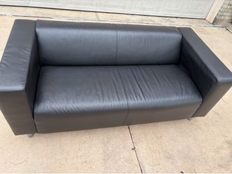 Black leather sofa