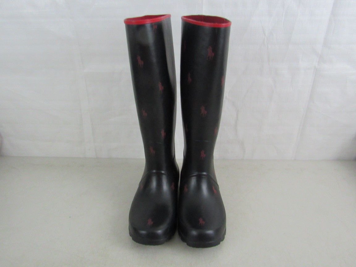 Ralph Lauren Polo Womens Knee High Rubber Rain Boot Steel Shank Sz 8W


