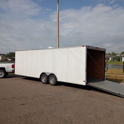 Big Beautiful White 24'L x 8.5'W Enclosed Cargo Trailer W/Ramp