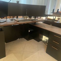 Large L Shaped Standing Desk (Black & Brown)