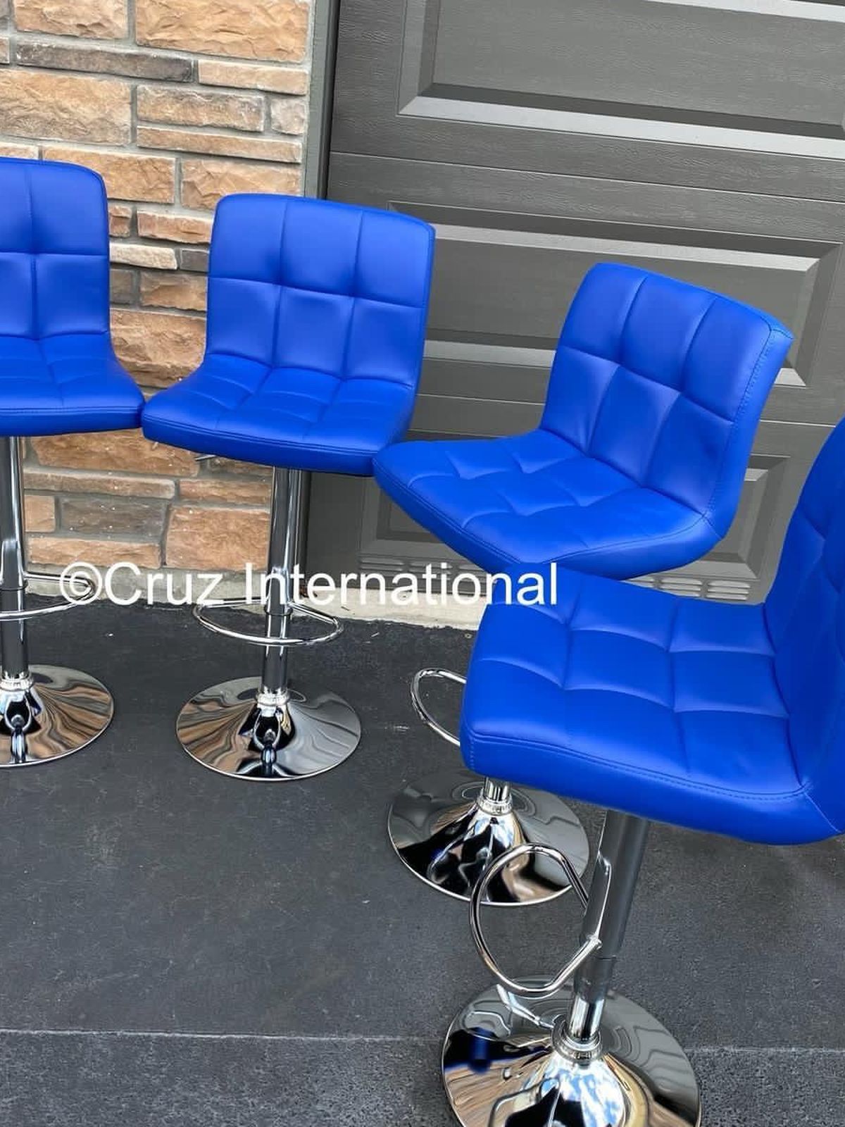 New 4 Blue Bar Stools