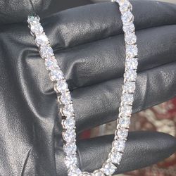 925 Silver With 60.6 CT Moissanite Diamond Chain