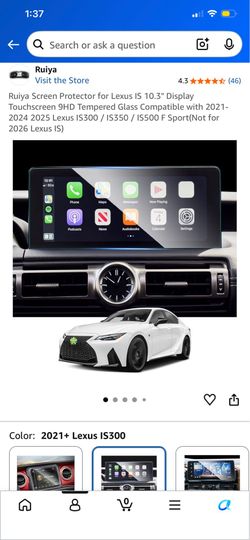 (NEW) Ruiya Screen Protector for Lexus IS 10.3" Display Touchscreen 9HD Tempered Glass Compatible with 2021 to 2024, and 2025 Lexus IS300 / IS350 / IS