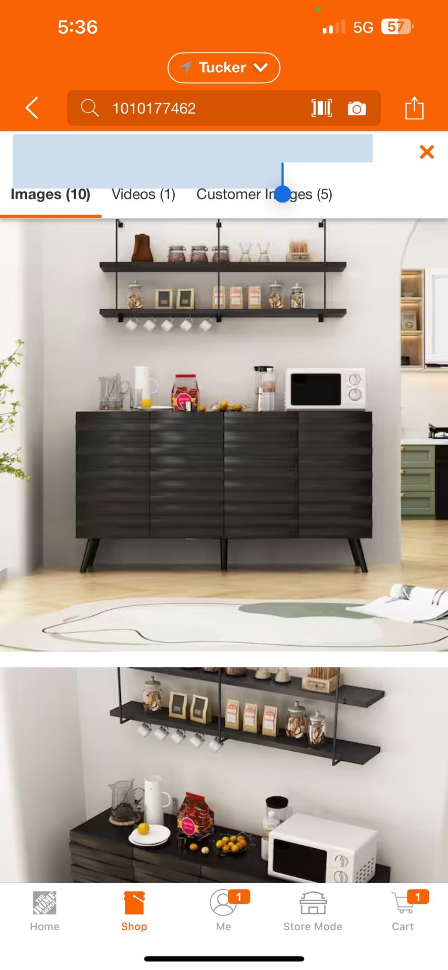Black Wooden 55.1 in. Width, Sideboard, Storage Cabinet, Dresser with 4-Shelves and Wavy Alternating Stripes Surface