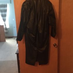 Long Black Leather Coat 