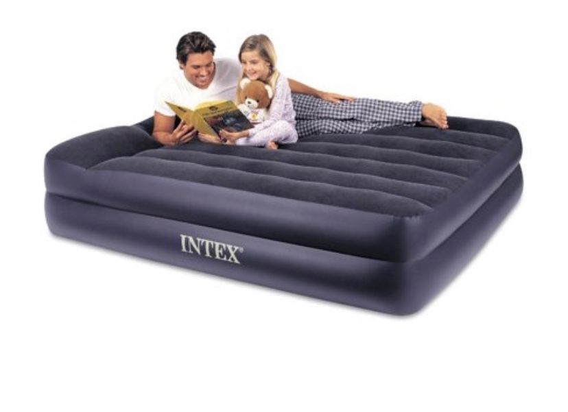 Intex Queen 16.5" Raised Pillow Rest Airbed Mattress with Built-in Pump AIR MATTRESS QUEEN