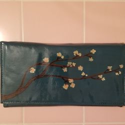 Pink Cherry Blossoms Hand Painted Wallet