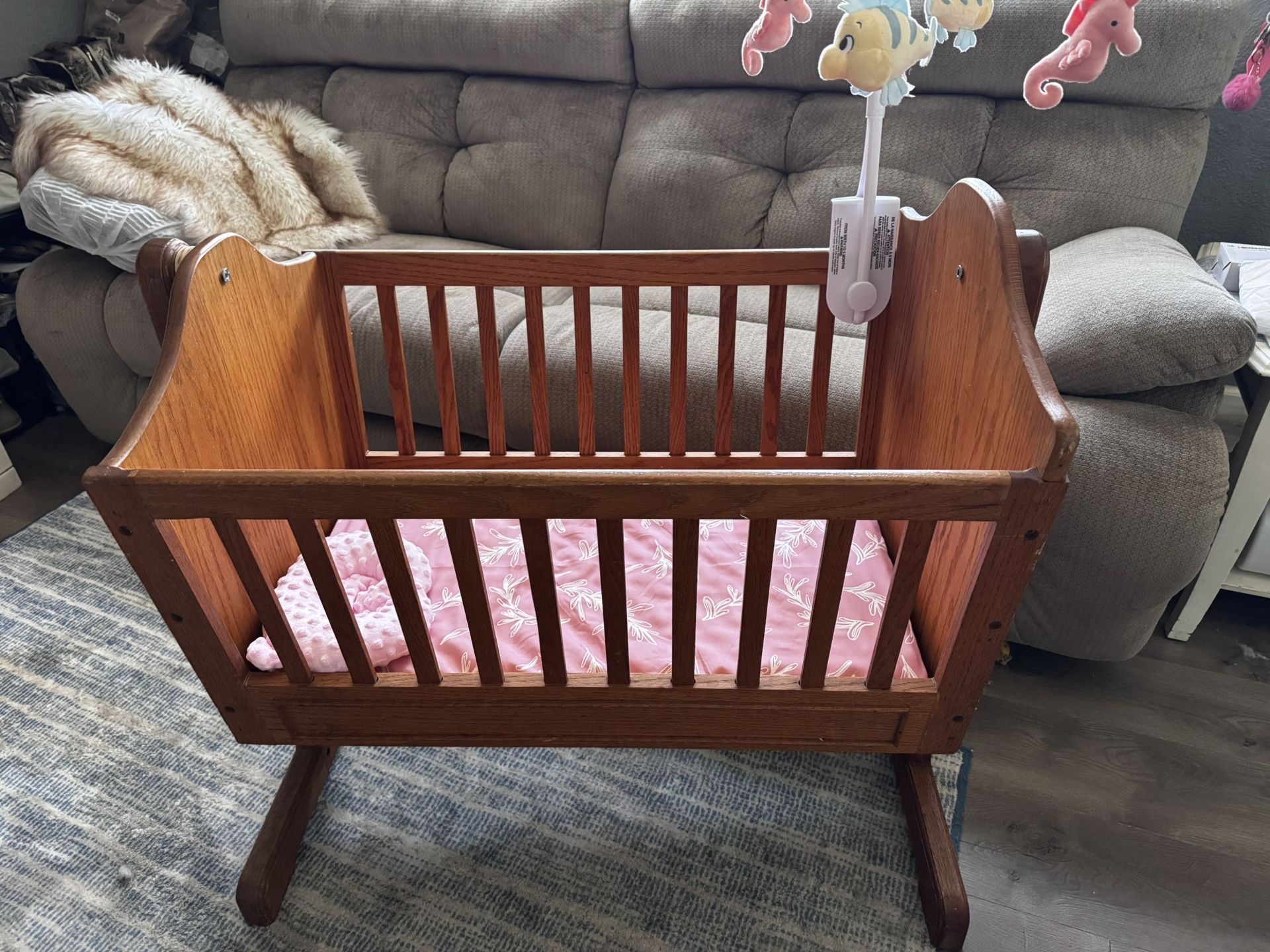 Vintage solid wood cradle