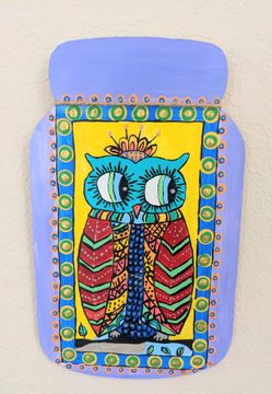 Hand painted Mandala Owl Artwork