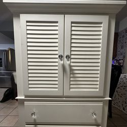 White TV Armoire with Storage & TV Cutout