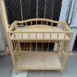 Changing Table In Natural Wood with Storage Shelf 36”Lx 19”Wx 37”H