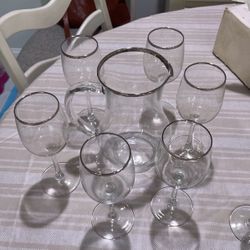 Juego De Jarra Y 12 Copas Cocktail O Vinos 