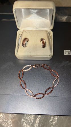 Rose Gold Crystal Earrings and Bracelet Set
