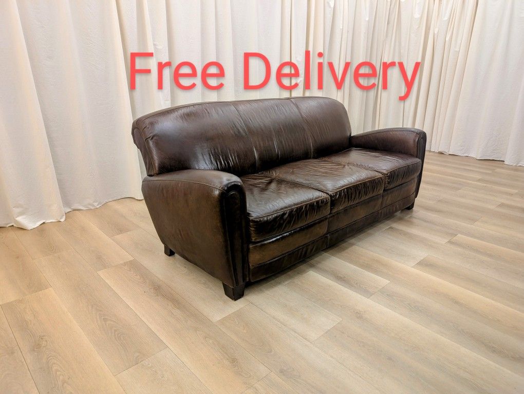 Restoration Hardware RH Parisian Leather Sofa Couch Free Delivery