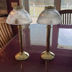 Party Lite Glass/Brass Finish Candle Lamps