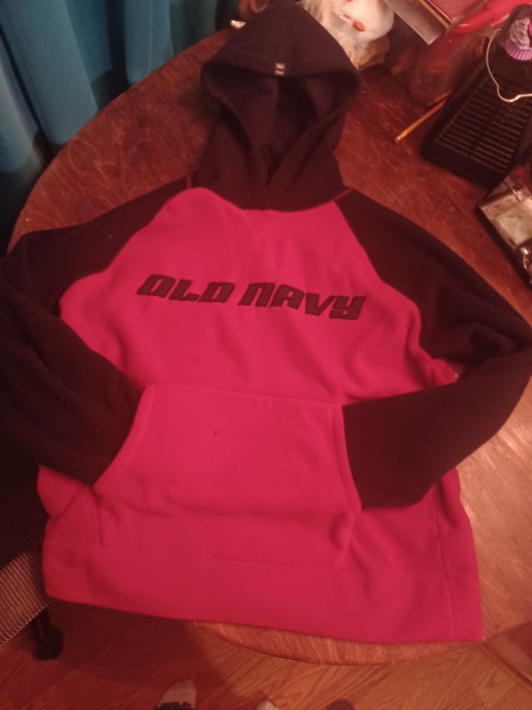 Old Navy Red & Black Hooded Sweatshirt Size: Large