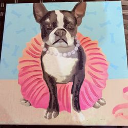 Dog Ballerina Textured Wall Art Boston Terrier Decor