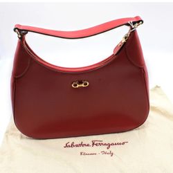 Salvatore Ferragamo Saffiano Leather Gancini Romana Hobo Shoulder
