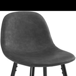 Weston Upholstered Seat Counter Height Bar Stools , Distressed Black/Matte Black