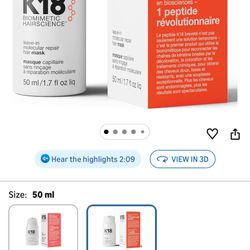 K18 Leave-In Molecular Repair Hair Mask 50ml (New)
