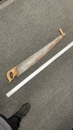 Vintage 2 Man Saw Wood Woodsman Lumberjack Paul Bunyan Barn USA 