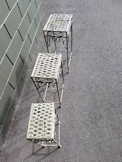 Set of 3 Wrought Iron Plant Stands