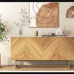 57” Faux Marble Top Mid Century Modern Stand/ fits TVs up to 65”