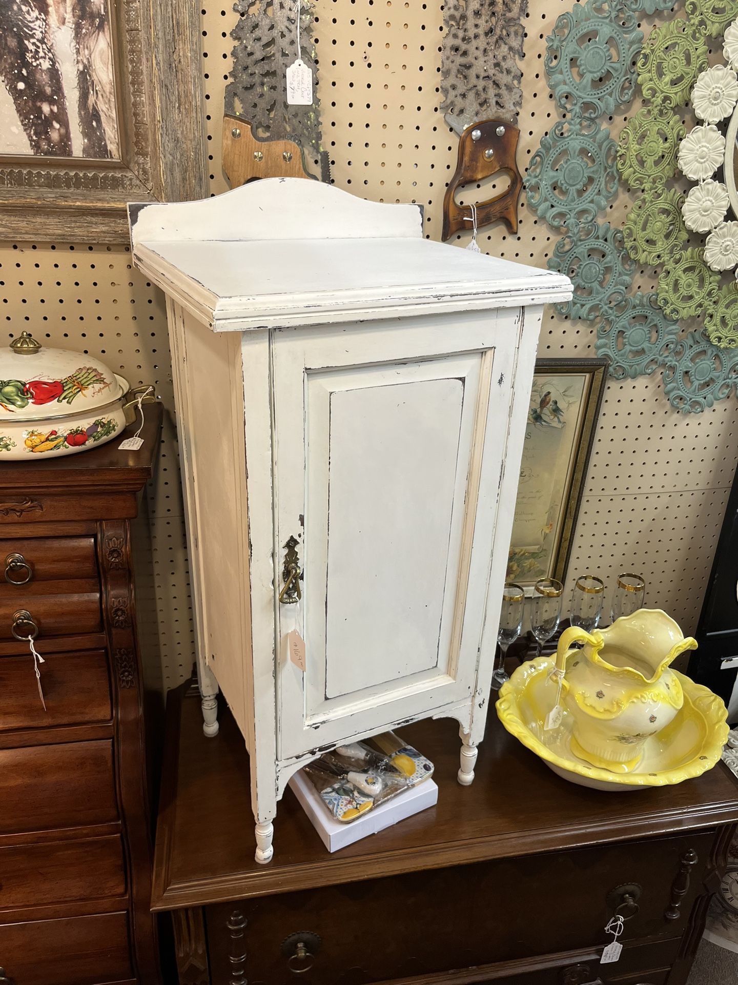 Small White Vintage Side Cabinet