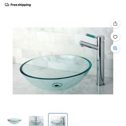 Clear Round Tempered Glass Vessel Sink 