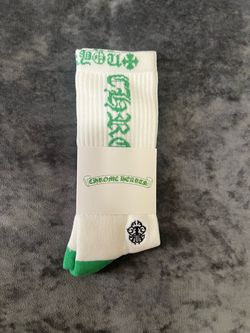 Green white chrome hearts socks