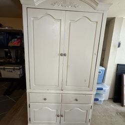 Large White Wood Custom Armoire