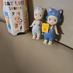 Lot Of 2 Sonny Angel Cat Life Series Blueish Gray And Silver Tabby 