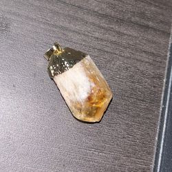 Citrine Necklace Pendant With Gold Plating