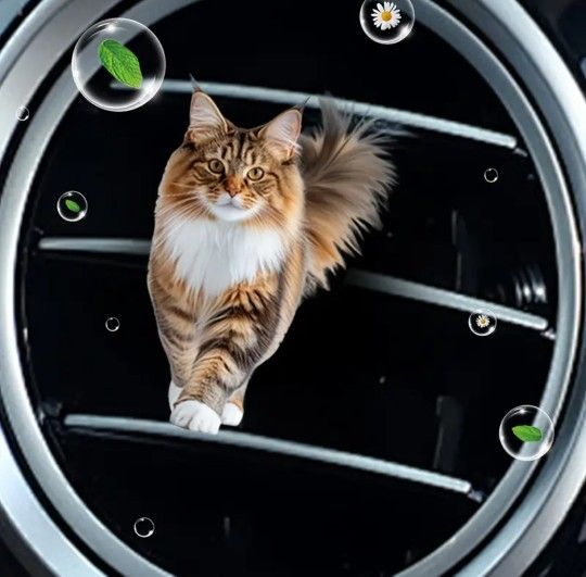 Cool 3D Print Maine Coon Cat Car Air Freshner Vent Clip
