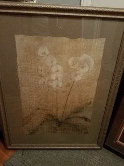 art;framed;flowers;creme,tan,white;31x40-$30