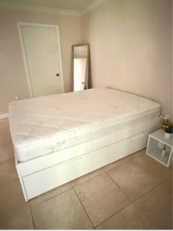 White Bed Frame with Mattress - ASSEMBLED!