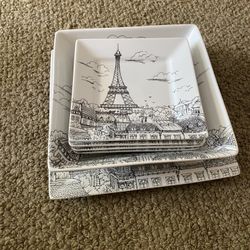 6 Piece Eiffel Tower/Paris Porcelain China Set