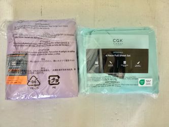 2 NEW Full Size Bedsheet Sets Mint + Lavender Microfiber Bed CGK Linens Sealed Packages