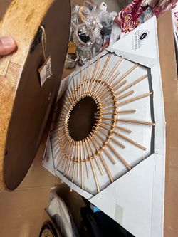 30” new rattan mirror
