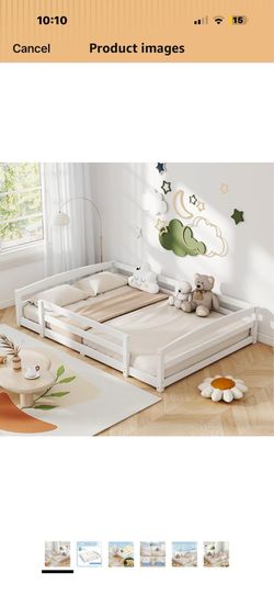 NAIZEA Full Floor Bed for Kids,Wooden Montessori Floor Bed,Toddler Full Beds Frame for Girls and Boys,White 102