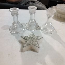 3 Crystal Candle Holders 