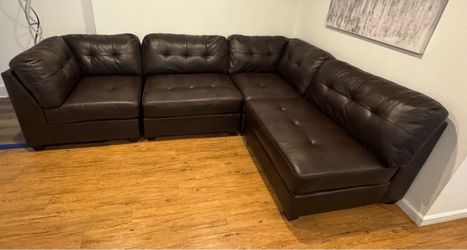 Brown Leather Sectional Sofa
