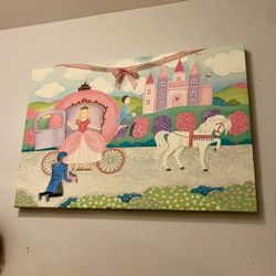 Large Princess Carriage Canvas Wall Art (36x24)