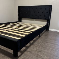 Brand New Queen Size Upholstered Platform Bed With Plush Mattress (Free Delivery)