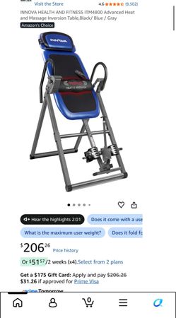 Inversion table with Heat & Massage