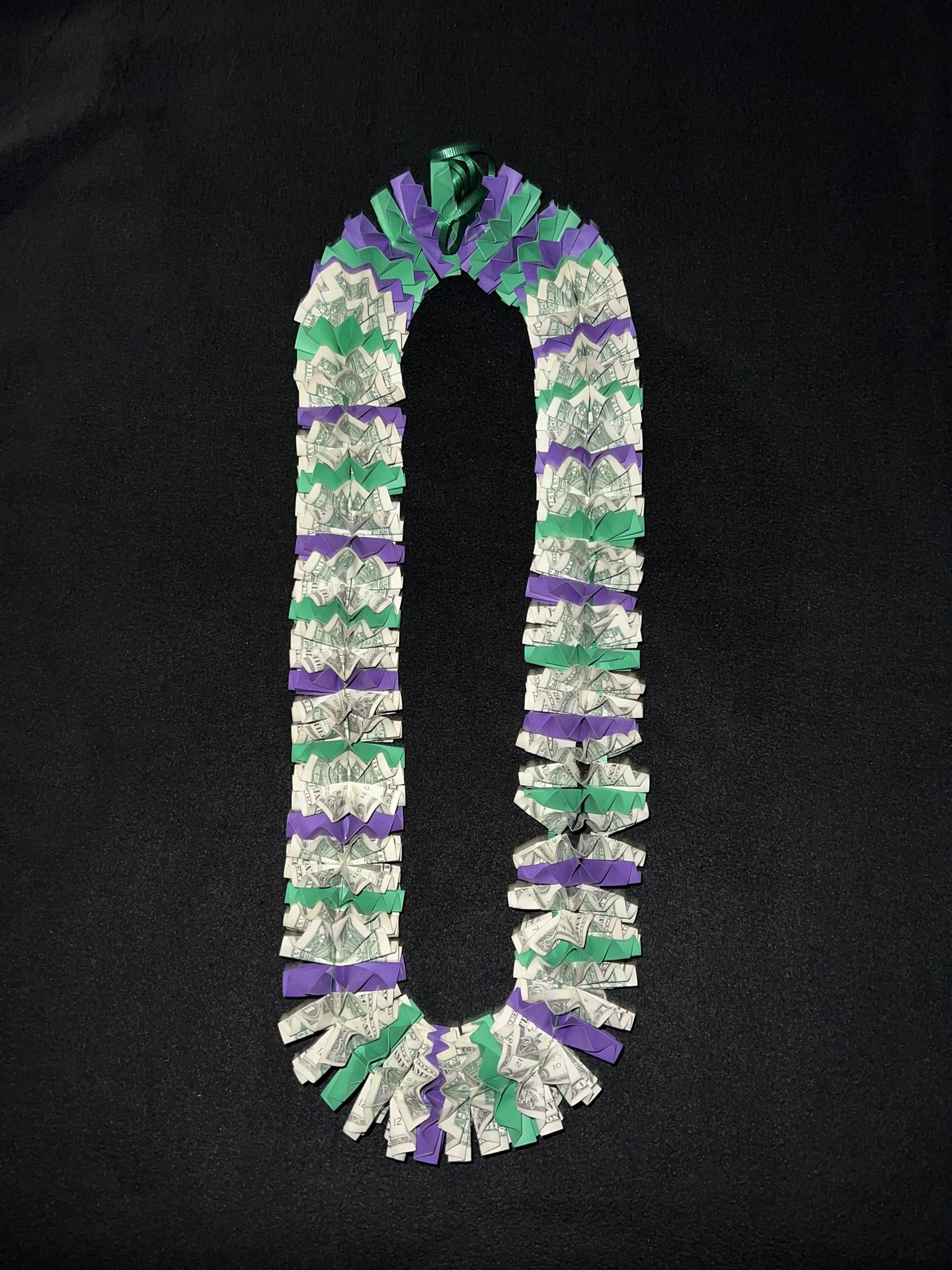 Green And Purple Graduation Money Lei